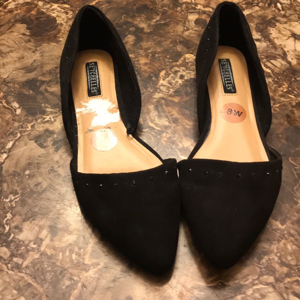 Sz8W black Seychelles suede d’orsey jeweled flats